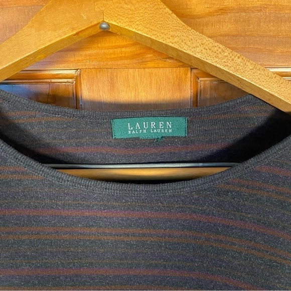 Lauren Ralph Lauren 100% Cotton Long Sleeved T-Shirt with Silver Button Detail - Picture 3 of 5